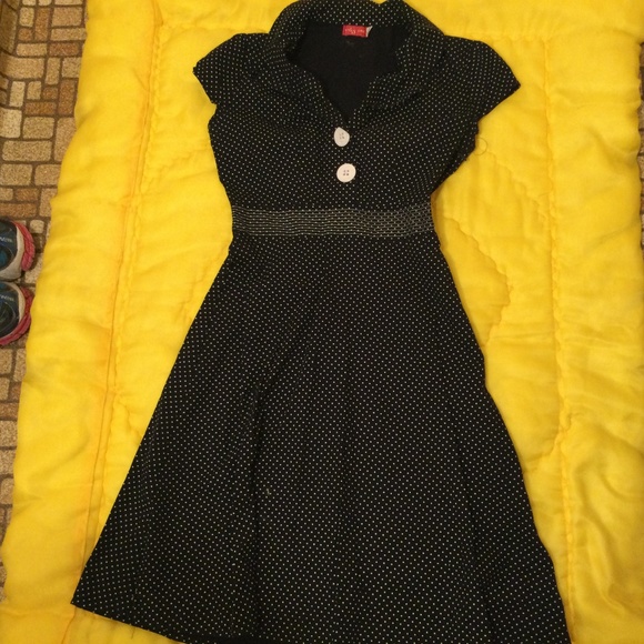 Ruby Rox Dresses & Skirts - Ruby Rox Cute Vintage Style Black with white dots Dress